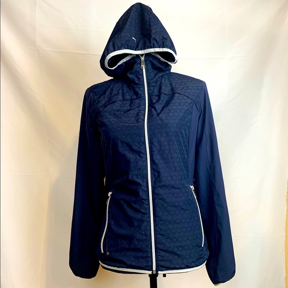 Luhta Navy Full Front Zip Hoodie Size 2 - Picture 2 of 14